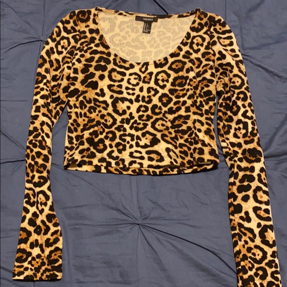 Forever 21 Cropped Cheetah Top